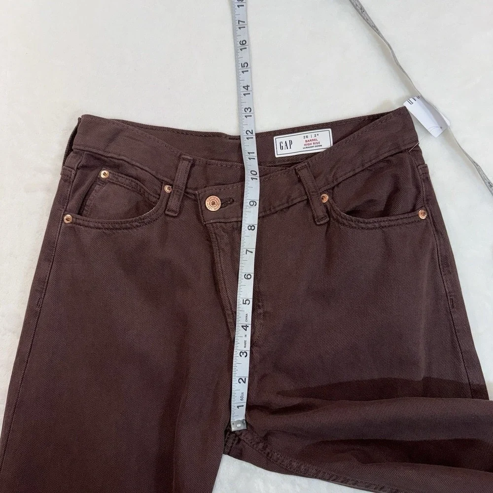 NWT Gap High Rise Crossover Barrel Jeans Size 26 Dark Brown Boho Hippie 90s